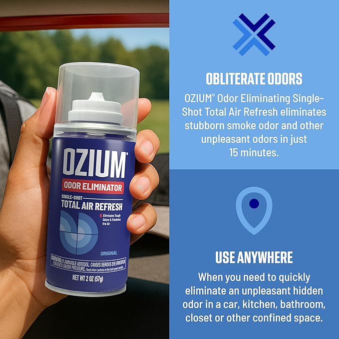 OZIUM® Air Freshener Odor Eliminator 2oz Single Shot Total Air Refresh &amp Car Air Freshener – Original – 4 Pack