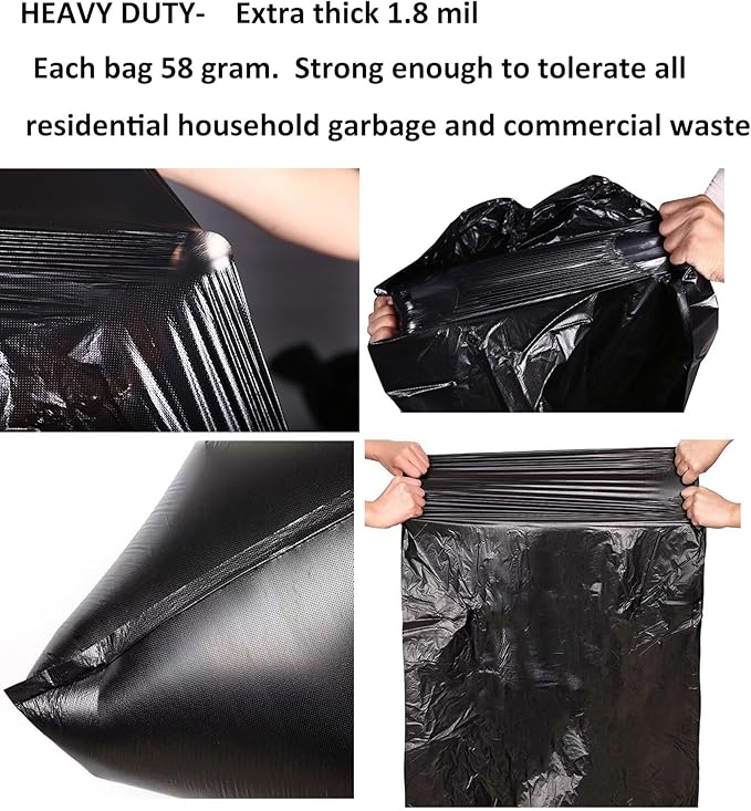 65 Gallon Trash Bags 1.8 Mil -50''x55'' Pack of 50 Thick Large Heavy Duty Multi-Use Garbage Bags Extra Large Strong Trash Can Liners for Office PicnicKitchen Bulk Bags (65 Gallon 50 Count)