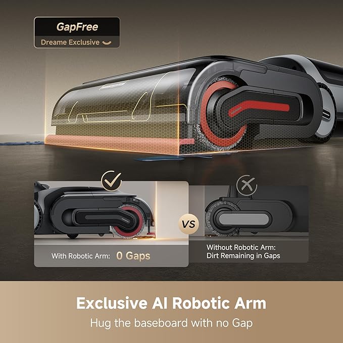 DREAME H15 Pro Heat Wet Dry Vacuum Cleaner 185°F Hot Water Floor Cleaning Cordless Vacuum Mop with GapFree AI Robotic Arm 22KPa Suction 0 Hair Tangle 212°F Self-Clean 194°F Hot Air Drying