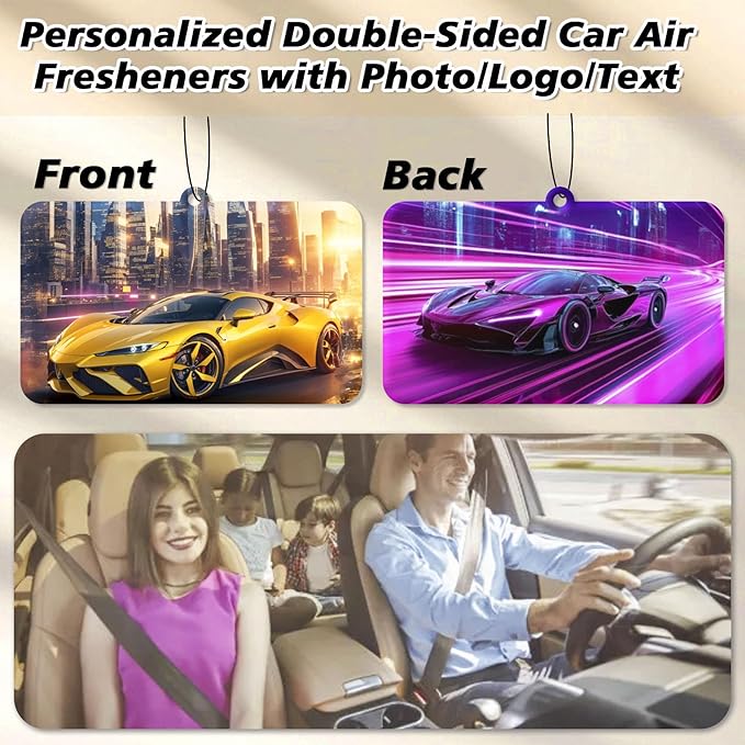 Custom Logo Air Freshener for Car Bulk Wholesale Personalized Double-Sided Car Air Fresheners with Photo/Business Logo/Text for Weddings Commercial Partners Gifts (Rectangle-Vertical 50pcs)