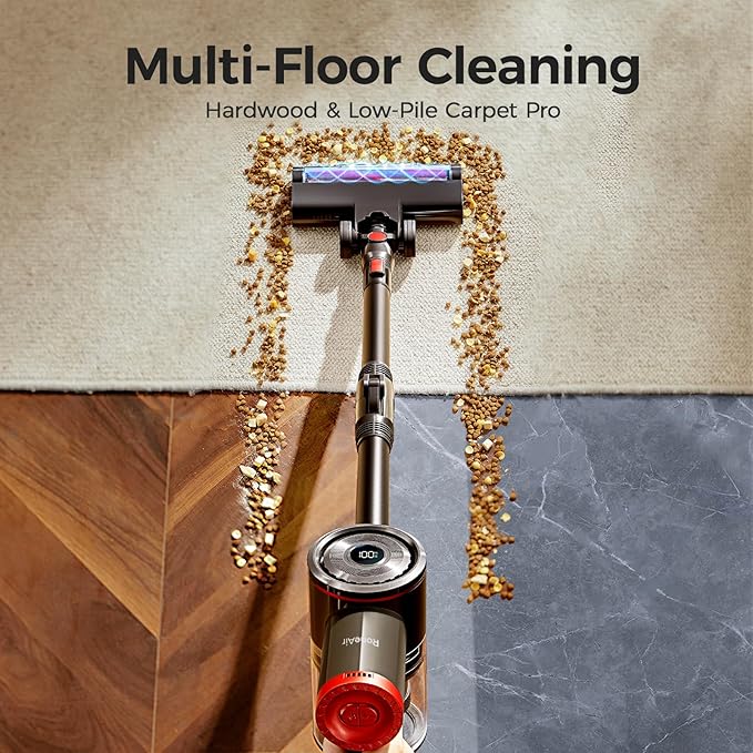 Cordless Vacuum Cleaner for HomeCleans Under Furniture Without Bending40Kpa 45MinsSelf-StandingPowerful Stick Vacuum Cordless for Pet HairHard FloorsCarpetsCar