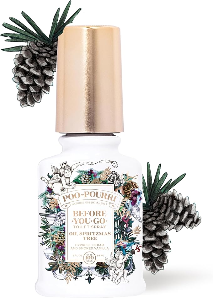 Poo-Pourri Before-You-Go Toilet Spray Holiday set Hollyday Spice Mistletoe Spritzes Oh Spritzmas Tree Berry and Bright Balsam Bum