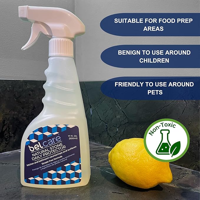 Natural Stone Marble and Granite Sealer | Water-Based Stone Sealer Spray pH-Neutral Surface Protector for Countertops Vanities &amp More – 17 fl oz