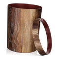 VALICLUD Vintage Wood Grain Trash Can Small Rustic Waste Basket for Kitchen Bathroom Living Room Office Elegant Household Rubbish Bin with Classic Wood Pattern Design