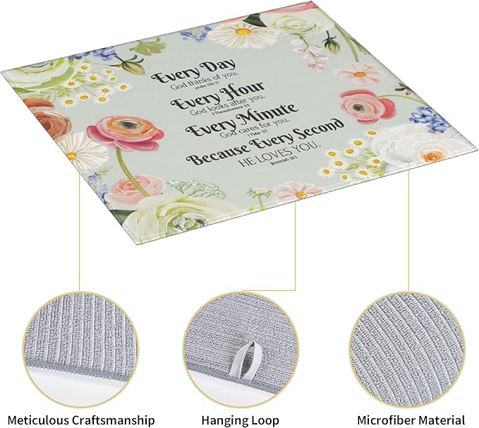 Vintage Country Watercolor Wildflowers Dish Drying Mat for Kitchen Counter 16x18 Microfiber Absorbent Fast Dry Mat 2Pcs Dish Mat Faucet Mats Sets Large Drying Kitchen Mat Kitchen Drying Pad