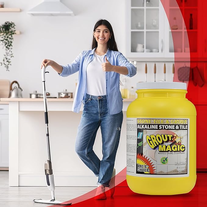 Grout Magic - 92 ounce Grout and Stone Tile Cleaner. Quickly Destroys Dirt and Grime. Safe on Colored Grout. Biodegradable &amp Phosphate free