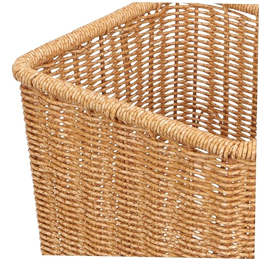 PRETYZOOM Nordic Style Woven Trash Can Space-Saving Bathroom Wastebasket No Lid Retro Design for Home Kitchen Paper Bin 100% Handwoven Suitable for Small Spaces