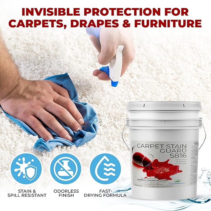 General Chemical Stain Shield Spray - Safe Fabric Protector Spritz and Stain Guard 5816 for Upholstery Carpets Rugs Drapes &amp More - Impermeable Protectant Spray for Outdoor &amp Indoor Use - 5