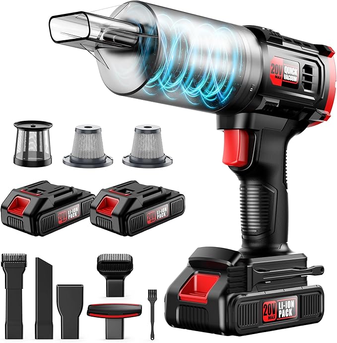 Car Vacuum Cordless 35000PA Strong Suction Handheld Vacuum with 2 Detachable Batteries 60Min Runtime Portable Vacuum Cleaner for Car Detailing Pet Hair Home Couch &amp Office 350ML XL Dust Cup