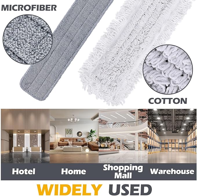 MASTERTOP Commercial Mop 36'' Large Dust MopHeavy Duty Industrial Push Mops with 3 Reusable Microfibre Pads &amp 62'' Adjustable Handle for HomeHotelMallWarehouse