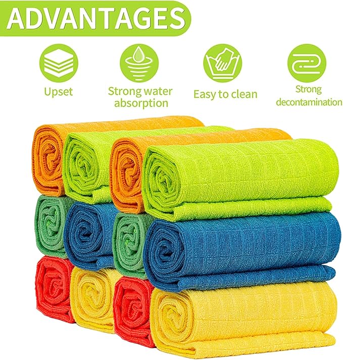 HELOMOR 12 Extra Large Microfiber Cleaning Cloths 30x18 Floor Towels for Squeegee Mop Reusable Multi-Purpose Cleaning Rags for House Kitchen Car &amp Windows Highly Absorbent Lint-Free