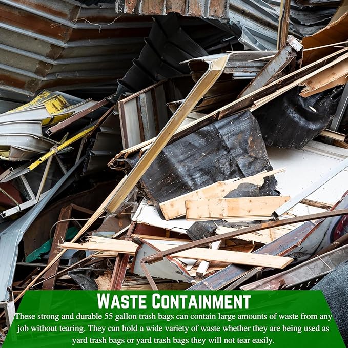 Farm Plastic Supply - 55 Gallon Trash Bags 6 Mil - Contractor Trash Bags Black Trash bags Heavy Duty Garbage Bags (10)