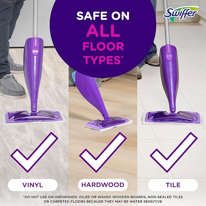 Swiffer WetJet Hardwood and Floor Spray Mop Cleaner Starter Kit Includes: 1 Power Mop 10 Pads Cleaning Solution Batteries