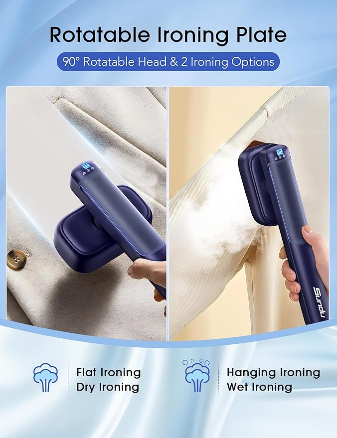 Sundu Steam Iron for Clothes with Rapid Heating Ceramic Coated Soleplate 1500W with Precise Thermostat Dial Self-Cleaning Auto-Off 15.21oz Water Tank for Home Clothes Ironing Use