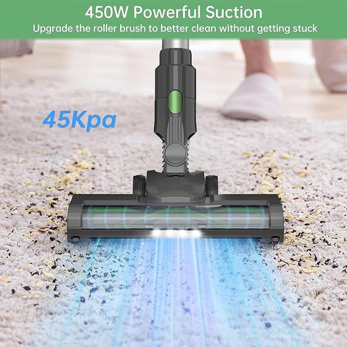 Cordless Stick Vacuum Cleaner 45KPA Powerful Suction 50Mins Runtime Lightweight 6-in-1 Vacuum with LED Touch Screen Anti-Tangle for Pet Hair Hard Floor Carpet Home Car
