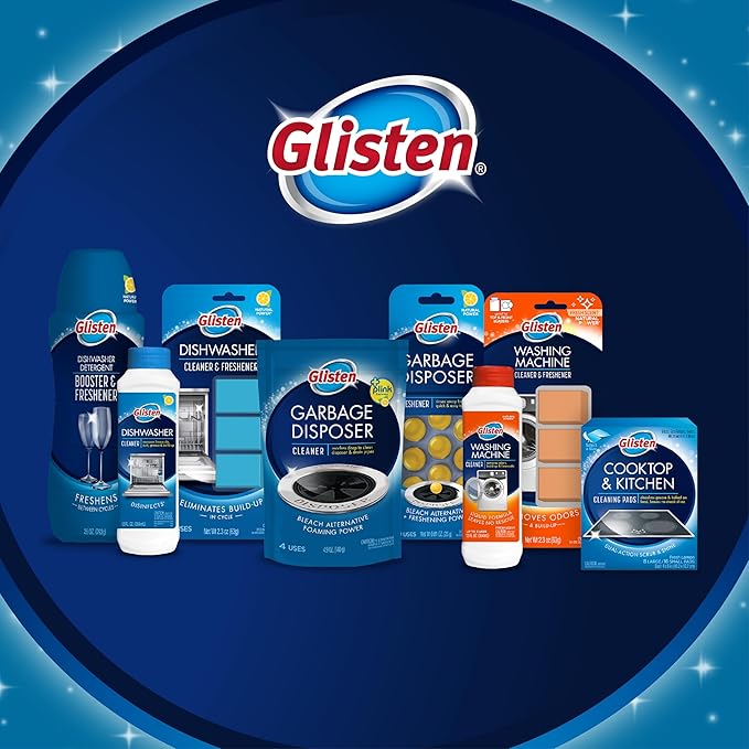 Glisten Garbage Disposer Cleaner and Freshener with Foaming Action Helps Remove Buildup in Drains Lemon Scent Made in the USA 16 Packets