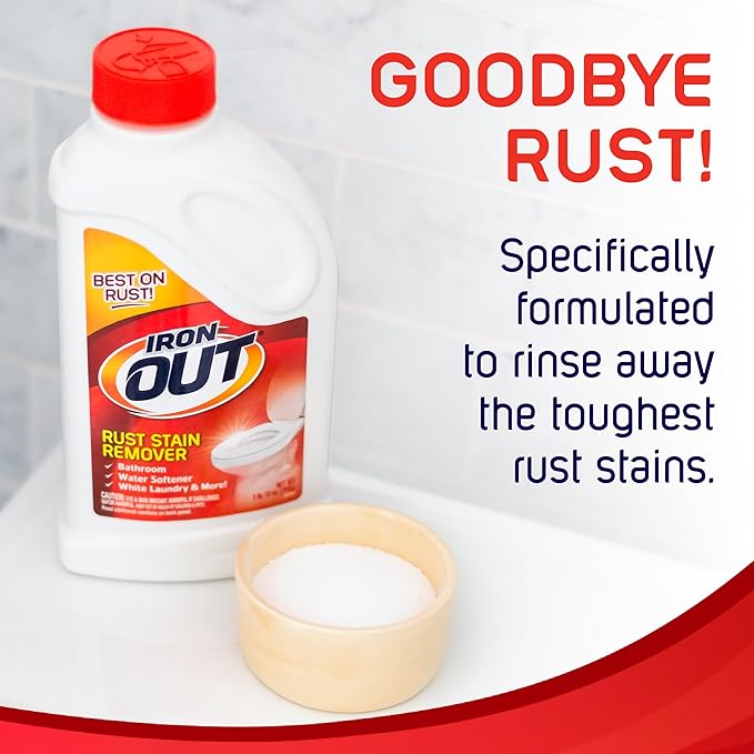 Iron OUT Powder Rust Stain Remover Remove and Prevent Rust Stains in Bathrooms Kitchens Appliances Laundry and Outdoors 4 Pound 12 Ounce Pack of 6