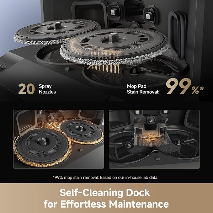 DREAME L40s Ultra Robot Vacuum and Mop Auto-Empty Mop Self-Cleaning 19000Pa Suction 100% Detangling DuoBrush Extending Mops and Side Brush 40mm Obstacle Clearing App &amp Voice Control (Black