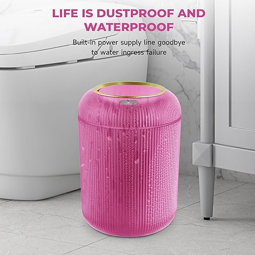 SUSLAS Trash Can with Motion Sensor Touchless Automatic Lid and Waterproof Design Smart Waste Bin for Bathroom Kitchen 2.6 Gallon Plastic White