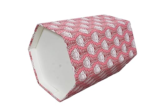 Generic 3.3 Gallon Cotton Hand Block Printed Paper Waste Basket |Small Decorative Trash Can for Housewarming Gifts in Living Room Bedroom Bathroom | Eco-Friendly Plastic-Free (1 PINK LOTS)