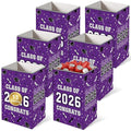 Tinlade 6 Pack 2026 Purple Graduation Decoration 13 Gallon Disposable Trash Cans Class of 2026 Party Garbage Bins Large Waterproof Foldable Recycle Pop up Bins for Graduation Party School