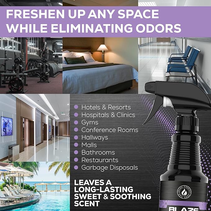 Blaze Away Commercial Air Freshener &amp Odor Eliminator for Strong Odor - Industrial-Grade Room Spray &amp Room Deodorizer for Home Car Smoke &amp Pet Odors - Long-Lasting Odor Absorber Room Fr