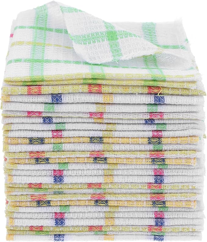 36 Pieces Kitchen Dish Cloths Dish Towels Washable Cleaning Cloth for Washing Dishes Wipe Glass Home Kitchen Household Supplies 12 x 12 Inch (3 Colors)