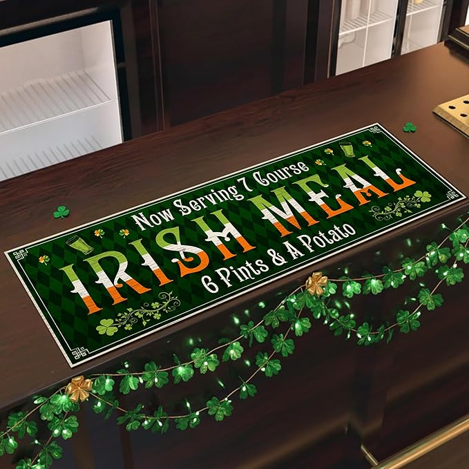 THUYPT Personalized Irish Drying Mat for St Patrick's Day Decor Irish Bar Pub Accessories Spill Mat Countertop Bar Shamrock Dish Drying Mat for Bar Counter Absorbent Coffee Maker (01)
