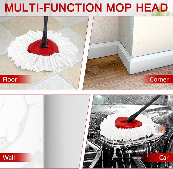15-Pack Spin Mop Superior Replacement Heads – Compatible with O-Cedar EasyWring and Other Spin Mops Durable and Washable Refills for Effortless Floor Cleaning - iDeaology