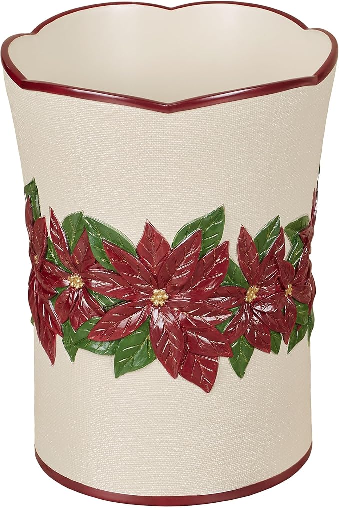 Touch of Class Poinsettia Charm Wastebasket Champagne