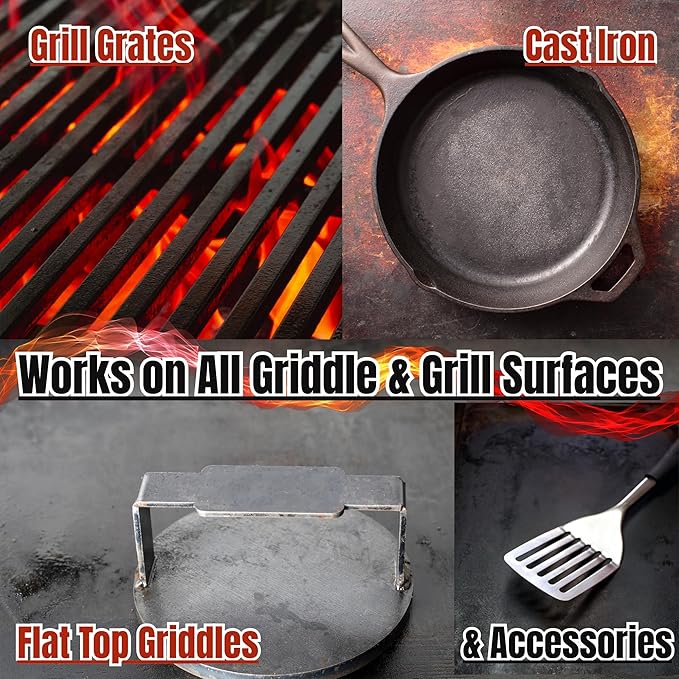 Black Diamond Stoneworks Griddle &amp Grill Cleaner – Flat Top Griddle Cleaner Non-Caustic Food-Contact Safe Unscented Residue-Free Stainless &amp Cold-Rolled Steel 32 fl oz (32)