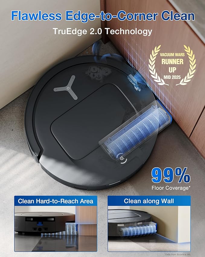 ECOVACS DEEBOT T80 Omni Robot Vacuum and Mop Instant Self-Cleaning OZMO Roller Mop TruEdge Deep Cleaning AI Navigation 18000Pa Suction and ZeroTangle 3.0 for Pets and Carpets