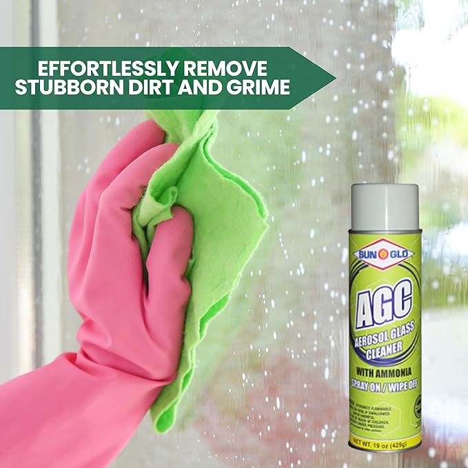 Sun-Glo Aerosol Glass Cleaner (AGC) - Ammonia Fortified Aerosol Glass &amp Multi-Surface Cleaner Spray Polish for All-Natural Sparkling Brilliant Streak-Free Shines