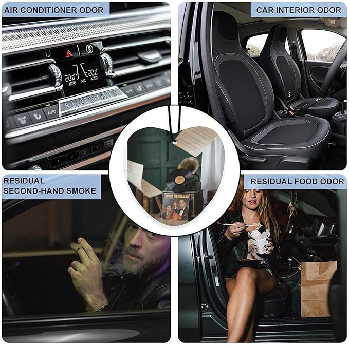 5PCS Car Air Freshener Hanging Personalized Double Sided Vintage Phonograph Car Fresheners Long Lasting New Cars Scents Cute Automotive Freshies for Closets Drawers (tea)