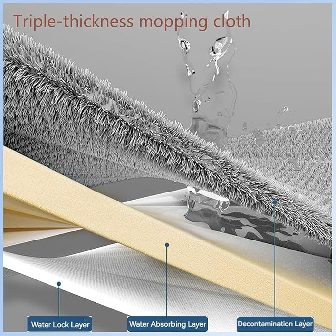 Large Flat Mop 360° Rotating with Dewatering Scraper Wet Dry Mop Extendable Long Cleaning Microfiber for Floors Corner Window 1pcs 12027(A-2pcs Rag)