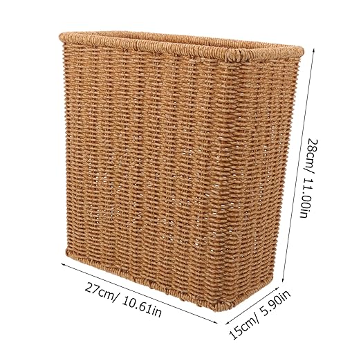 VALICLUD Woven Trash Can Multi Function Storage Basket Rustic Wastebasket for Bedroom Office Dormitory with Natural Design Indoor Garbage Container for Home and Study