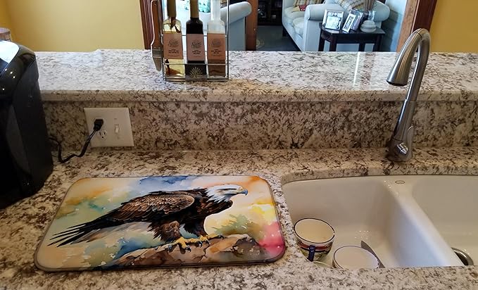 Caroline's Treasures DAC3217DDM Eagle Dish Drying Mat Absorbent Dish Drying Mat Pad for Kitchen Counter Dish Drainer Mat for Countertop 14 x 21 Multicolor