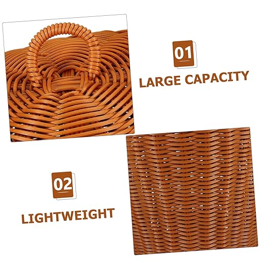 Vaguelly Woven Trash Can with Lid Imitation Rattan Wastebasket for Home Office Sturdy Storage Container for Sundries Stylish Bedroom and Living Room Garbage Basket
