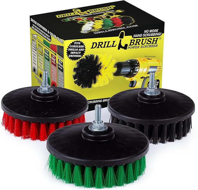 Construction Tools - Medium Stiff Ultra Stiff Scrub 3 Brush Kit - Threaded - 5/16 x 24 - fits Electric - Cordless - Air Pneumatic - Dual Action - Orbital - Rotary - Buffer - Polisher - Machine