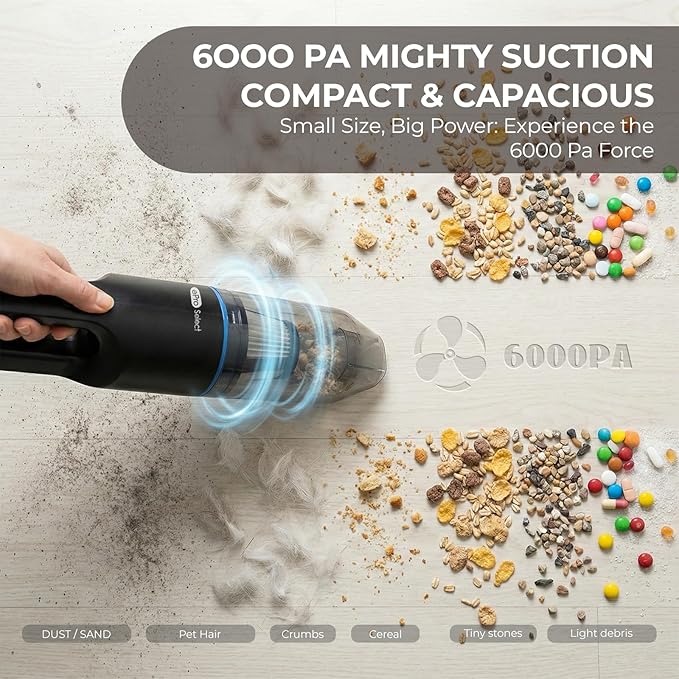 Apical Life Mini Crumb Vacuum 10000Pa Brushless Motor Rechargeable Cordless Handheld Vacuum 1.6lbs Lightweight Portable for Home Car Office Keyboard Sofa Pet Hair &amp Tight Spaces