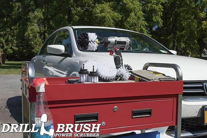 Drill Brush – Ultimate Car Wash Kit - Cleaning Supplies – Car Carpet - Truck Accessories - Wheel Brush - Motorcycle Accessories - Car Mats - Spin Brush - Interior Leather Vinyl Upholstery Fabric