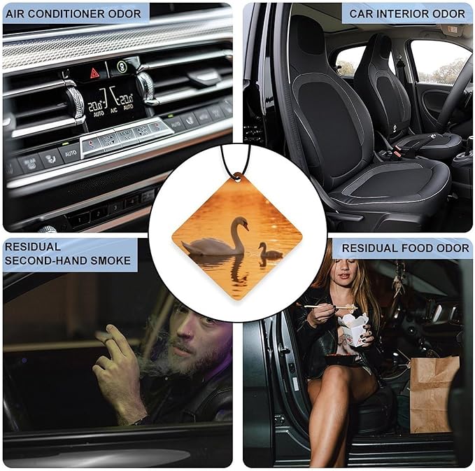 5PCS Car Air Freshener Hanging Personalized Double Sided Swan Cygnets Car Fresheners Long Lasting New Cars Scents Cute Automotive Freshies for Closets Drawers (tea)