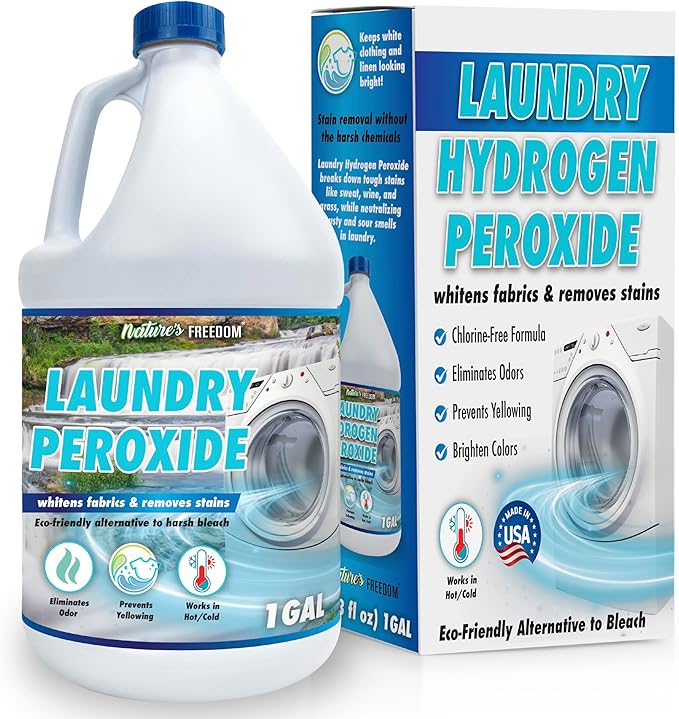 Nature's Freedom Laundry Peroxide Chlorine-Free Whitening Solution Stain and Odor Remover 1 Gallon