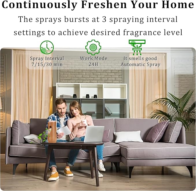 Automatic Air Freshener Spray Dispenser (6-Pack) Free Standing or Wall Mounted Adjustable Aromatherapy Machines for Home Indoor Bathrooms Offices Hotels and Commercial Places (Wood 001)