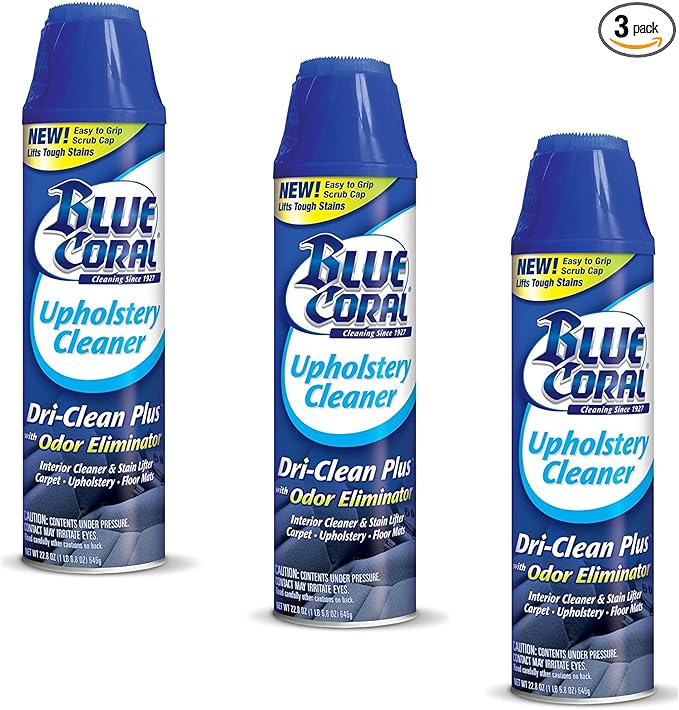 Blue Coral DC22 Upholstery Cleaner Dri-Clean Plus with Odor Eliminator 22.8 oz. Aerosol (Pack of 3)