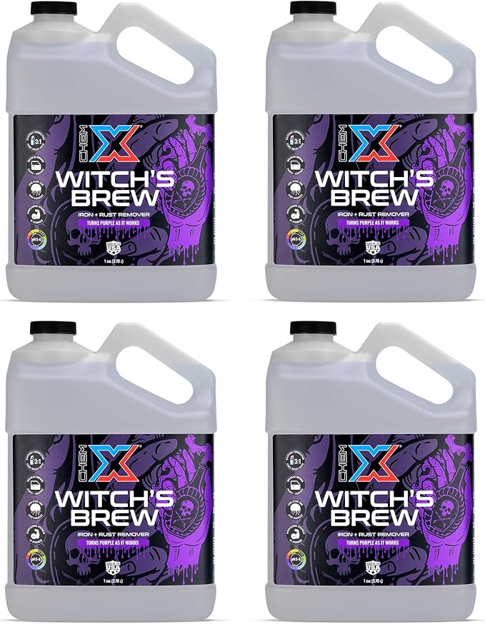 Chem-X Witch’s Brew Iron and Rust Remover 4X Strength Removes Brake Dust Rail Dust Iron Particles and Rust Stains Color Changing Formula Safe on Paint Wheels Trim and Glass - 4g