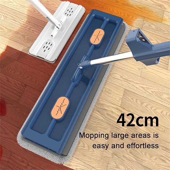 Large Flat Mop with 360° Rotating Head Microfiber Wet and Dry Mop with Stainless Steel Handle Reusable for Floors Corners Windows