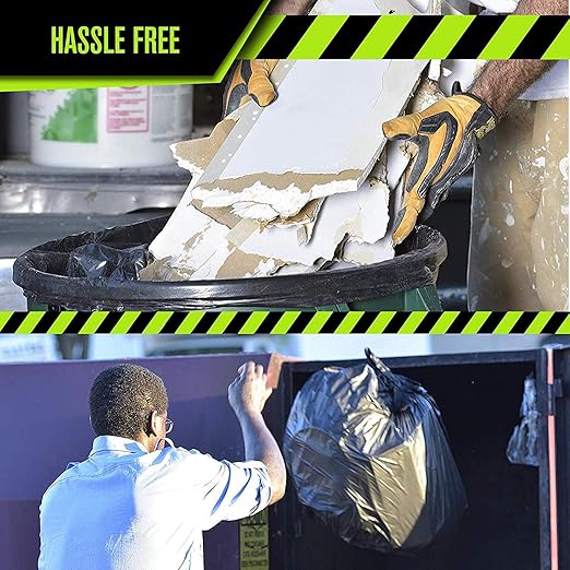 Aluf Plastics 33 Gallon 1.5 MIL Black Heavy Duty Garbage Bags - 33 x 39 - Pack of 100 - For Contractor Outdoor Construction &amp Storage
