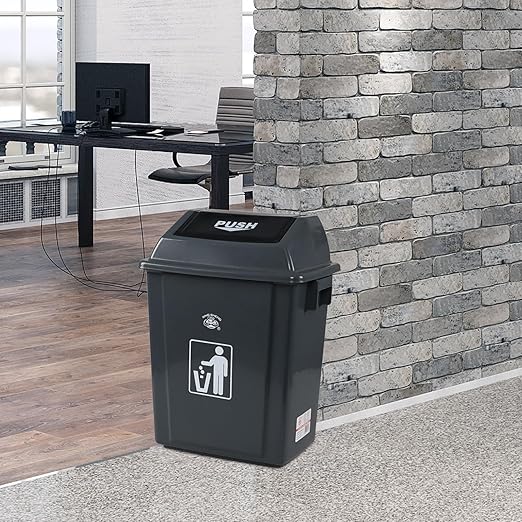 6 Gallon Plastic Swing Lid Trash Can Garbage Can with Swing Top Lids 4 Packs