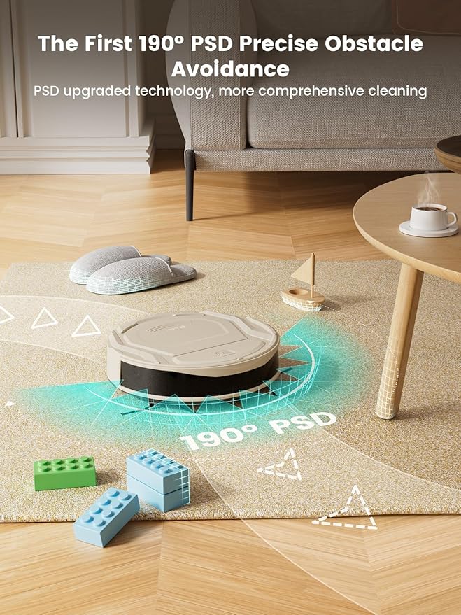 Lefant Robot Vacuum Cleaner M210 ProSlimQuiet2200Pa Suction120 Min Self-Charging Robotic Vacuums Freemove 3.0WiFi/APP/Alexa6 Cleaning Modes Ideal for Hard Floors Pet Hair Low CarpetChampagne